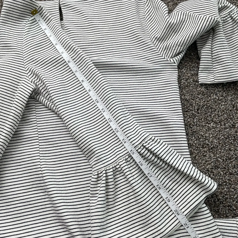 J. Crew Gray Sheath Dress with Bell Sleeves Medium size black and white cotton - Picture 14 of 15